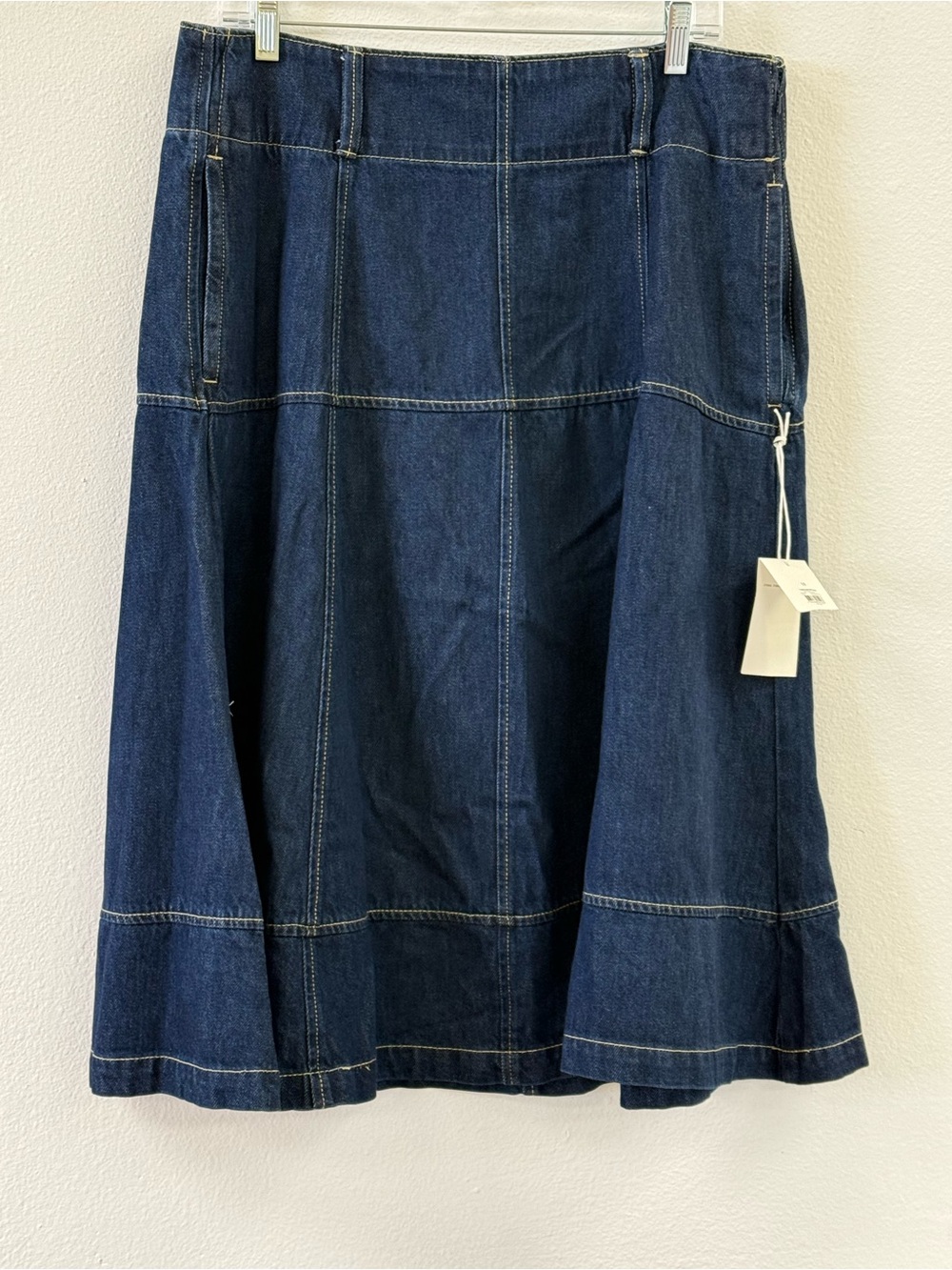Dark Indigo Denim A-Line Midi Skir